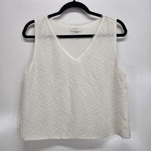 Babaton Womens V‎ Neck Boxy Lightweight Cropped Tank Top White Size Medium Sheer